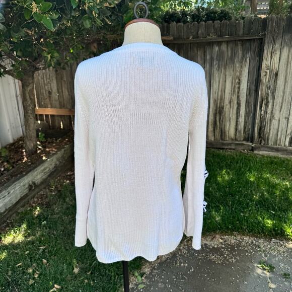 ELLE Bow Sleeve Cream Ivory Sweater Women's Size Large - Picture 5 of 9